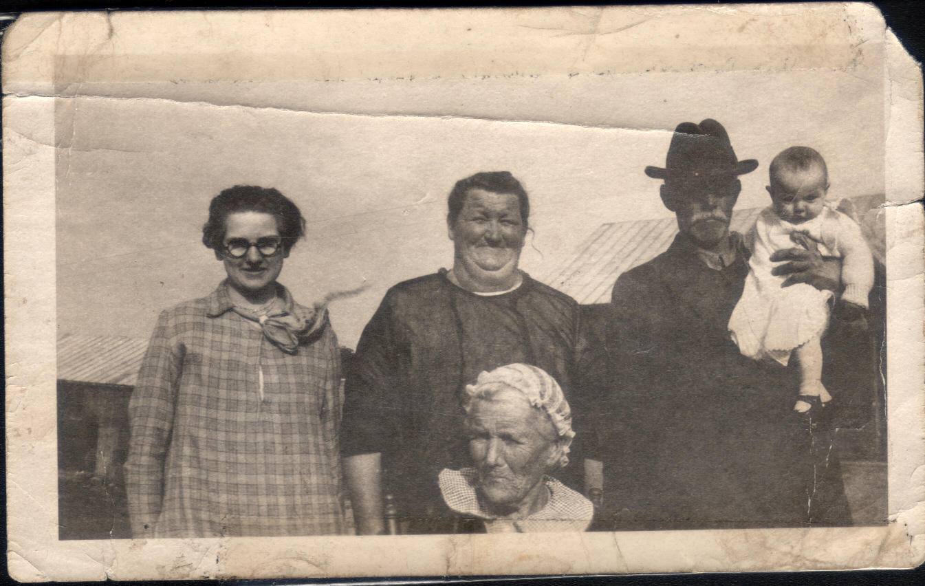 Nancy Offineer (seated), Mae and George Fry